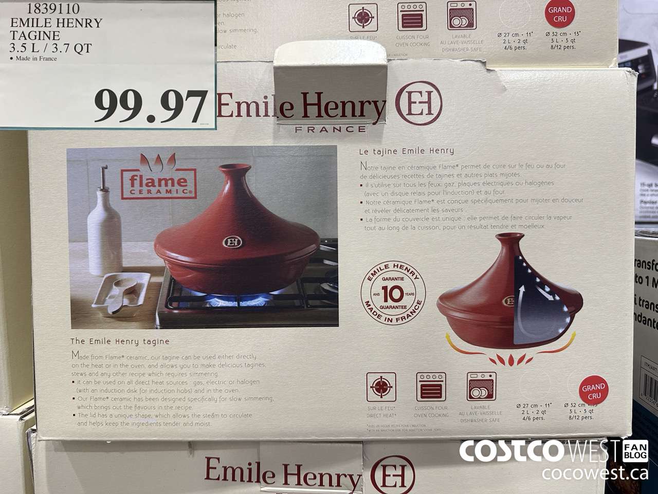 1839110 EMILE HENRY TAGINE 3.5L/3.7QT $99.97