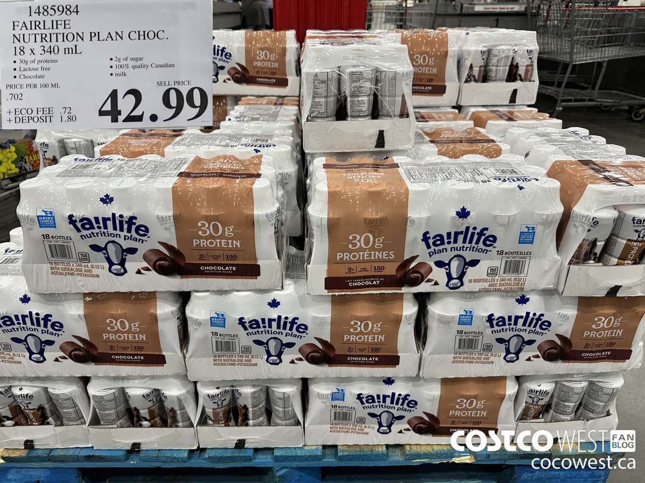 1485984 FAIRLIFE PROTEIN SHAKE CHOCOLATE 18 X 340ML $42.99