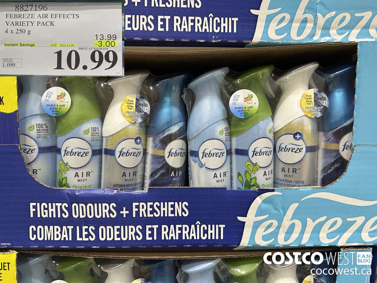 8827196 FEBREZE AIR EFFECTS VARIETY PACK 4 X 250 G ($3.00 INSTANT SAVINGS EXPIRES ON 2024-12-29) $10.99