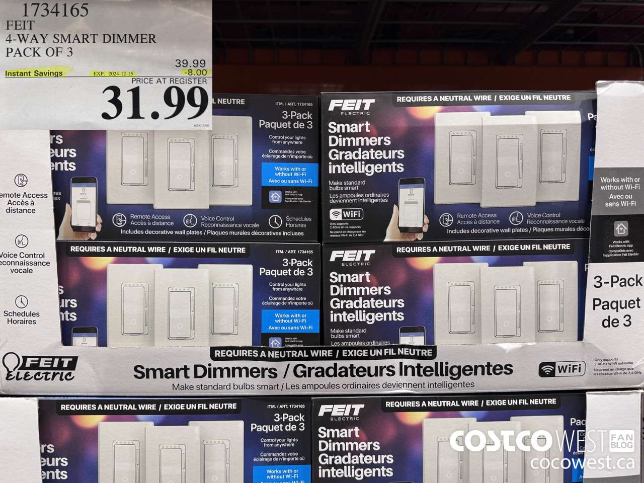 1734165 FEIT SMART DIMMER 3PK ($8.00 INSTANT SAVINGS EXPIRES ON 2024-12-15) $31.99