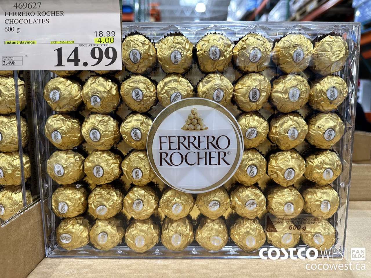 469627 FERRERO ROCHER CHOCOLATES 600 G ($4.00 INSTANT SAVINGS EXPIRES ON 2024-12-08) $14.99