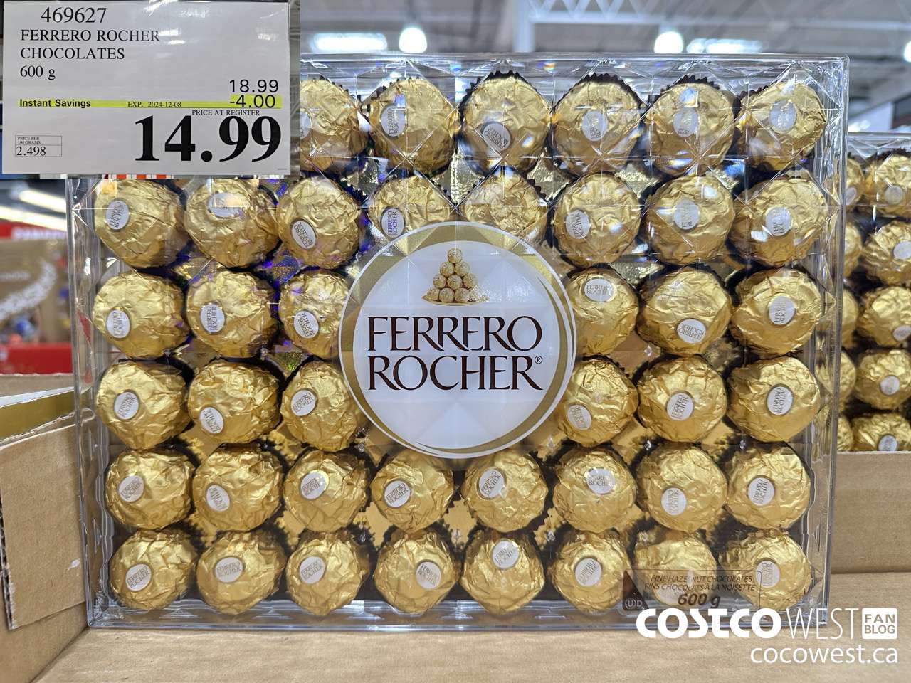 469627 FERRERO ROCHER CHOCOLATES 600 G ($4.00 INSTANT SAVINGS EXPIRES ON 2024-12-08) $14.99