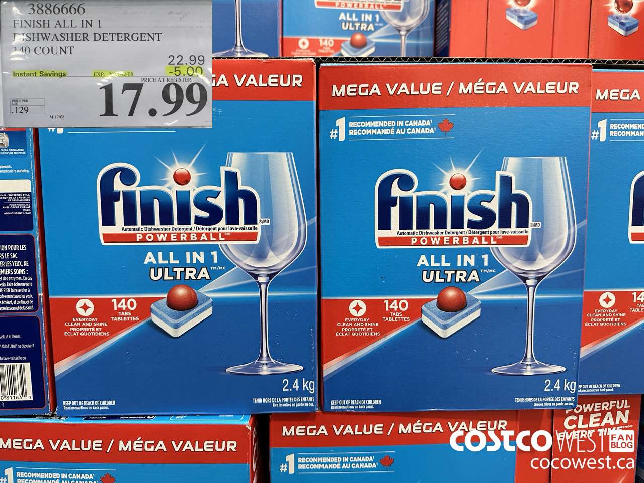 3886666 FINISH ALL IN 1 DISHWASHER DETERGENT 140 COUNT ($5.00 INSTANT SAVINGS EXPIRES ON 2024-12-08) $17.99