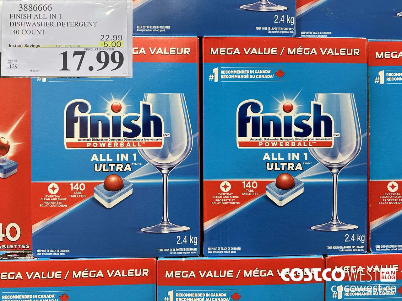 3886666 FINISH ALL IN 1 DISHWASHER DETERGENT 140 COUNT ($5.00 INSTANT SAVINGS EXPIRES ON 2024-12-08) $17.99