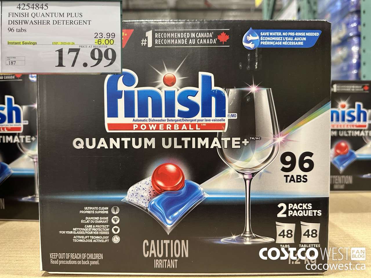 4254845 FINISH QUANTUM PLUS DISHWASHER DETERGENT 96 TABS ($6.00 INSTANT SAVINGS EXPIRES ON 2025-01-26) $17.99