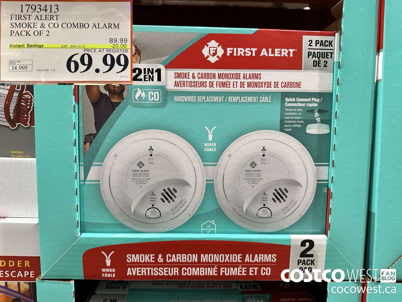 1793413 FIRST ALERT SMOKE & CO COMBO ALARM PACK OF 2 ($20.00 INSTANT SAVINGS EXPIRES ON 2024-12-15) $69.99