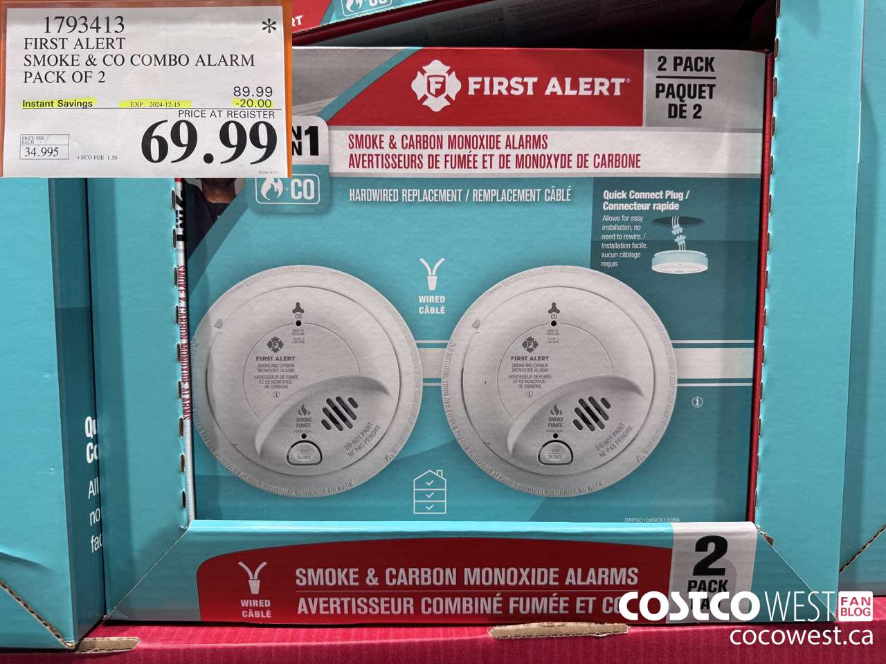 1793413 FIRST ALERT SMOKE & CO COMBO ALARM PACK OF 2 ($20.00 INSTANT SAVINGS EXPIRES ON 2024-12-15) $69.99