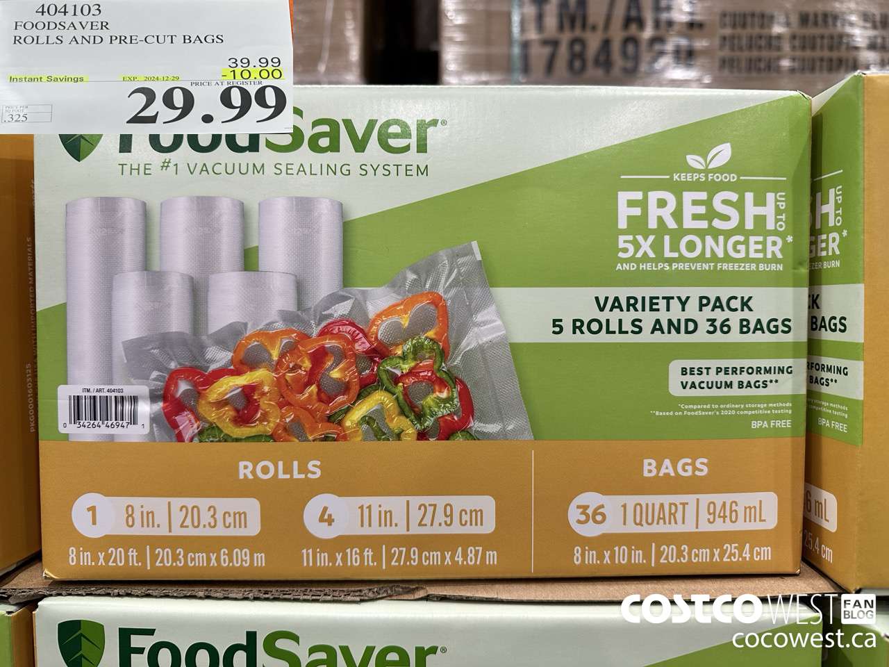 404103 FOODSAVER ROLLS AND PRE-CUT BAGS ($10.00 INSTANT SAVINGS EXPIRES ON 2024-12-29) $29.99