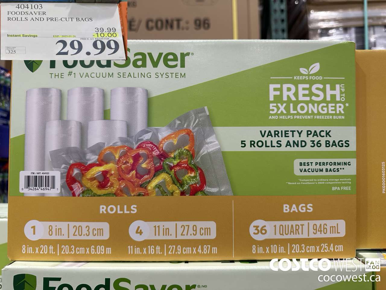 404103 FOODSAVER ROLLS AND PRE-CUT BAGS ($10.00 INSTANT SAVINGS EXPIRES ON 2025-01-26) $29.99