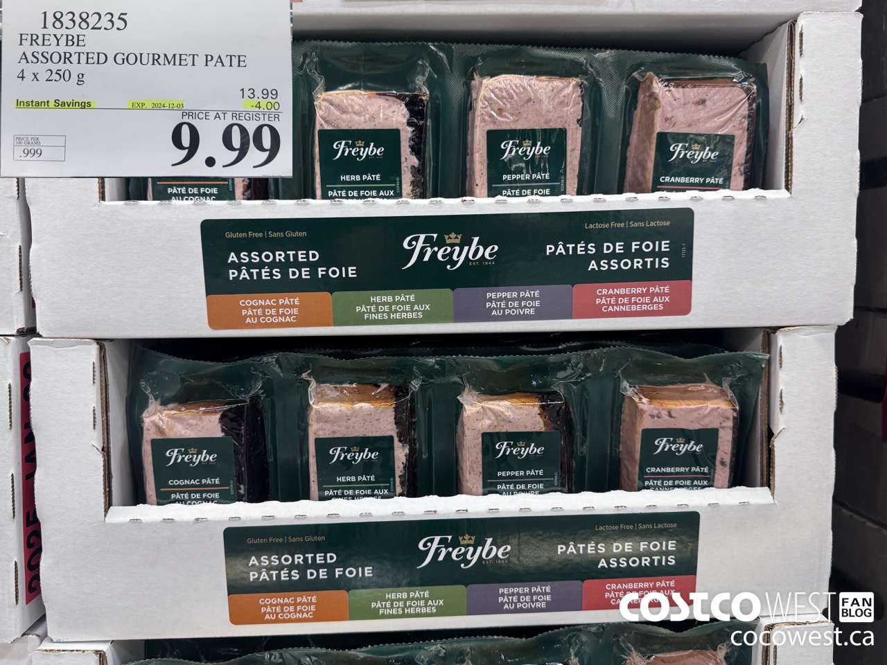 1838235 FREYBE ASSORTED GOURMET PATE 4 X 250G ($4.00 INSTANT SAVINGS EXPIRES ON 2024-12-03) $9.99