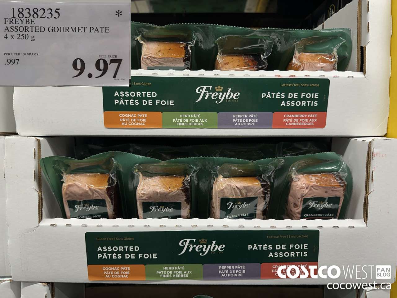 1838235 FREYBE ASSORTED GOURMET PATE 4 X 250G $9.97