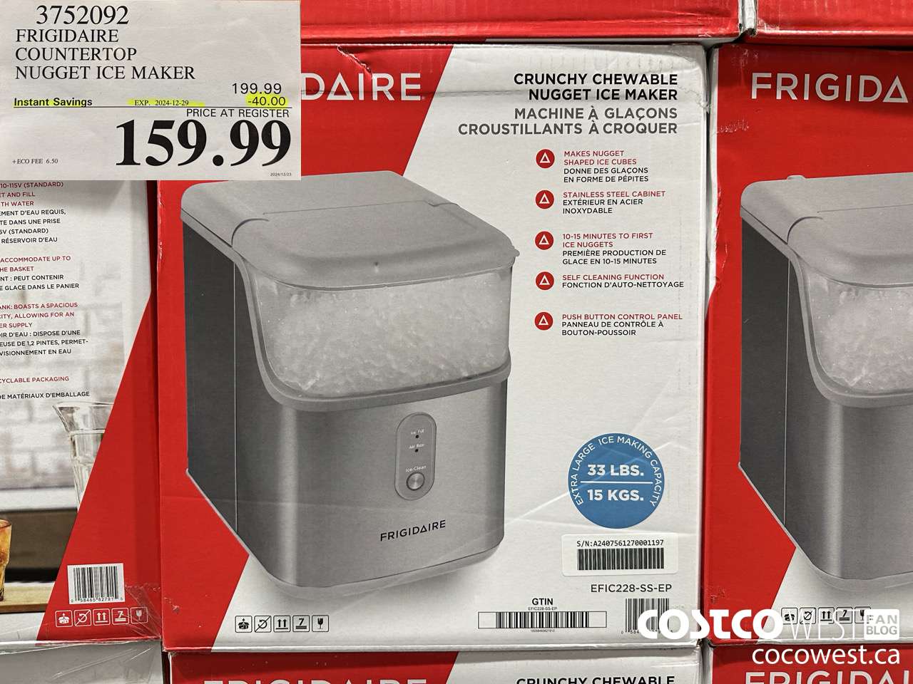 3752092 FRIGIDAIRE COUNTERTOP NUGGET ICE MAKER ($40.00 INSTANT SAVINGS EXPIRES ON 2024-12-29) $159.99