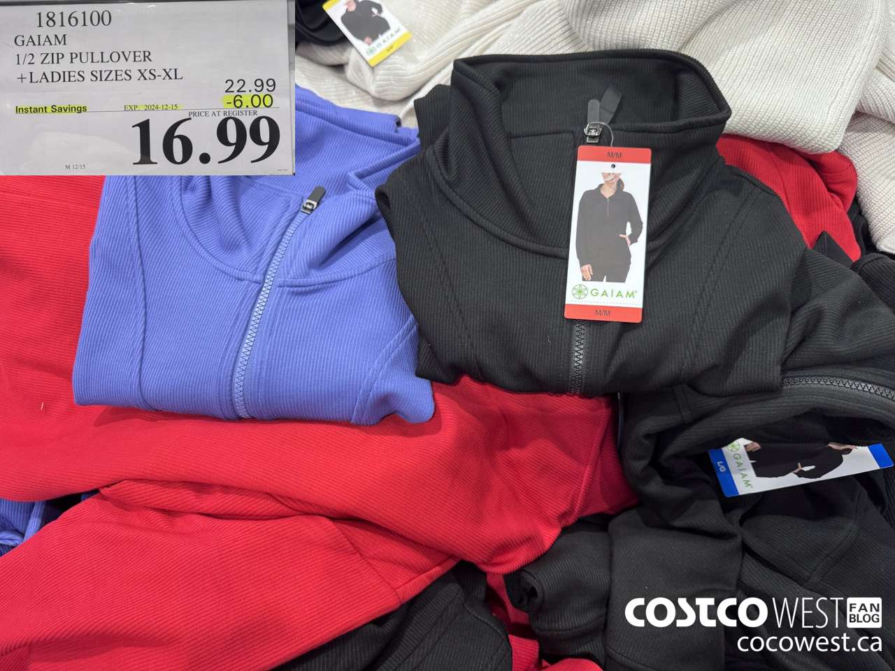 1816100 GAIAM 1/2 ZIP PULLOVER LADIES SIZES XS-XL ($6.00 INSTANT SAVINGS EXPIRES ON 2024-12-15) $16.99