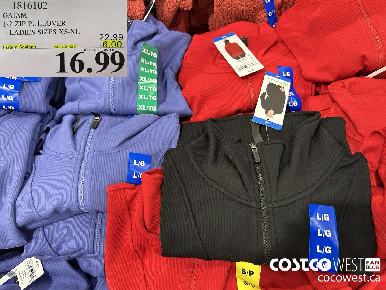 1816102 GAIAM 1/2 ZIP PULLOVER LADIES SIZES XS-XL ($6.00 INSTANT SAVINGS EXPIRES ON 2024-12-24) $16.99