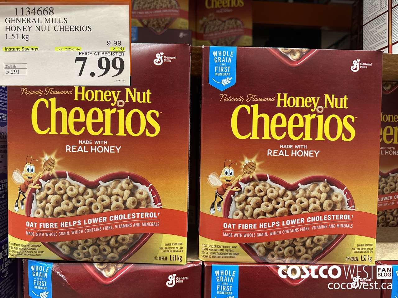1134668 GENERAL MILLS HONEY NUT CHEERIOS 1.51 kg ($2.00 INSTANT SAVINGS EXPIRES ON 2025-01-26) $7.99