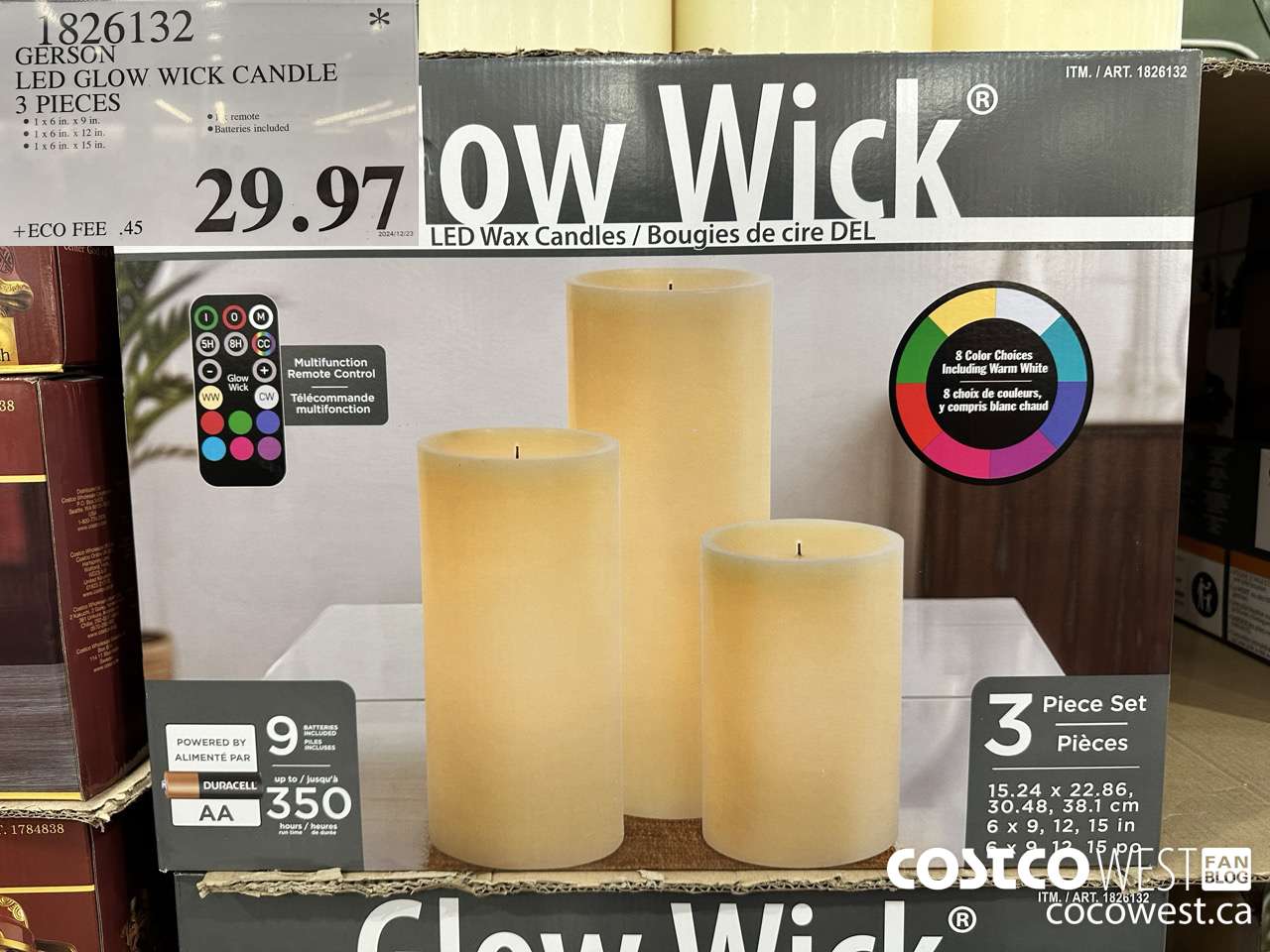1826132 GERSON LED GLOW WICK CANDLE 3 PIECES $29.97