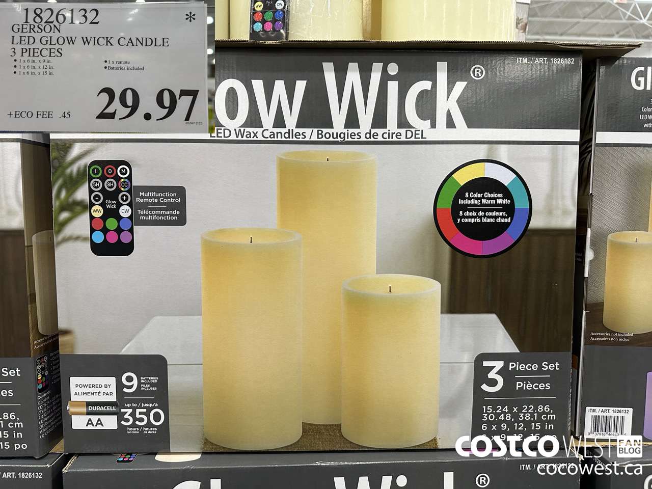 1826132 GERSON LED GLOW WICK CANDLE 3 PIECES $29.97