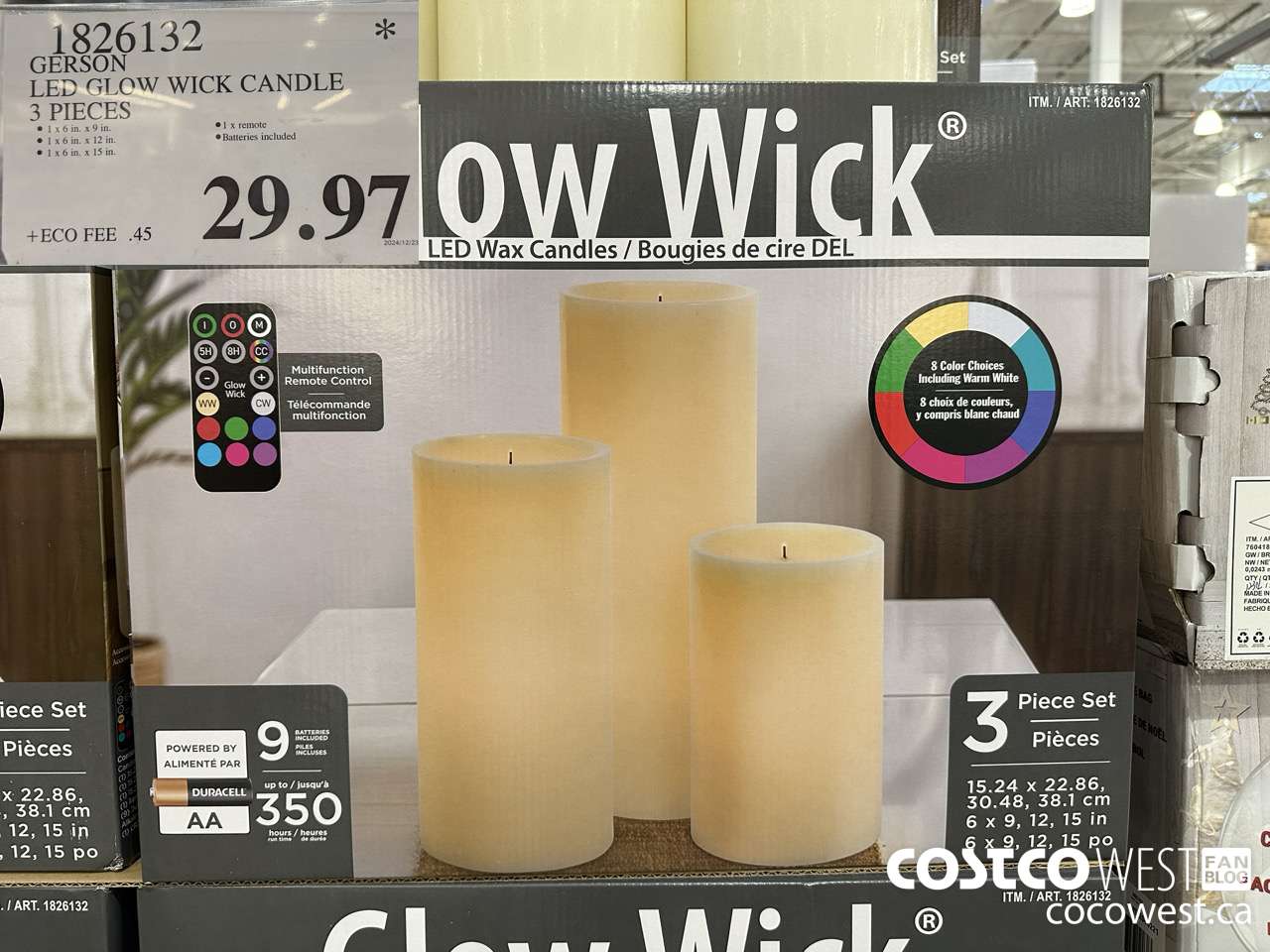 1826132 GERSON LED GLOW WICK CANDLE 3 PIECES $29.97