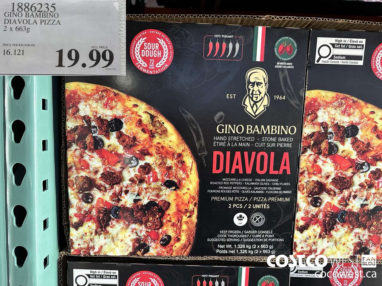 1886235 GINO BAMBINO DIAVOLA PIZZA 2 X 663G $19.99