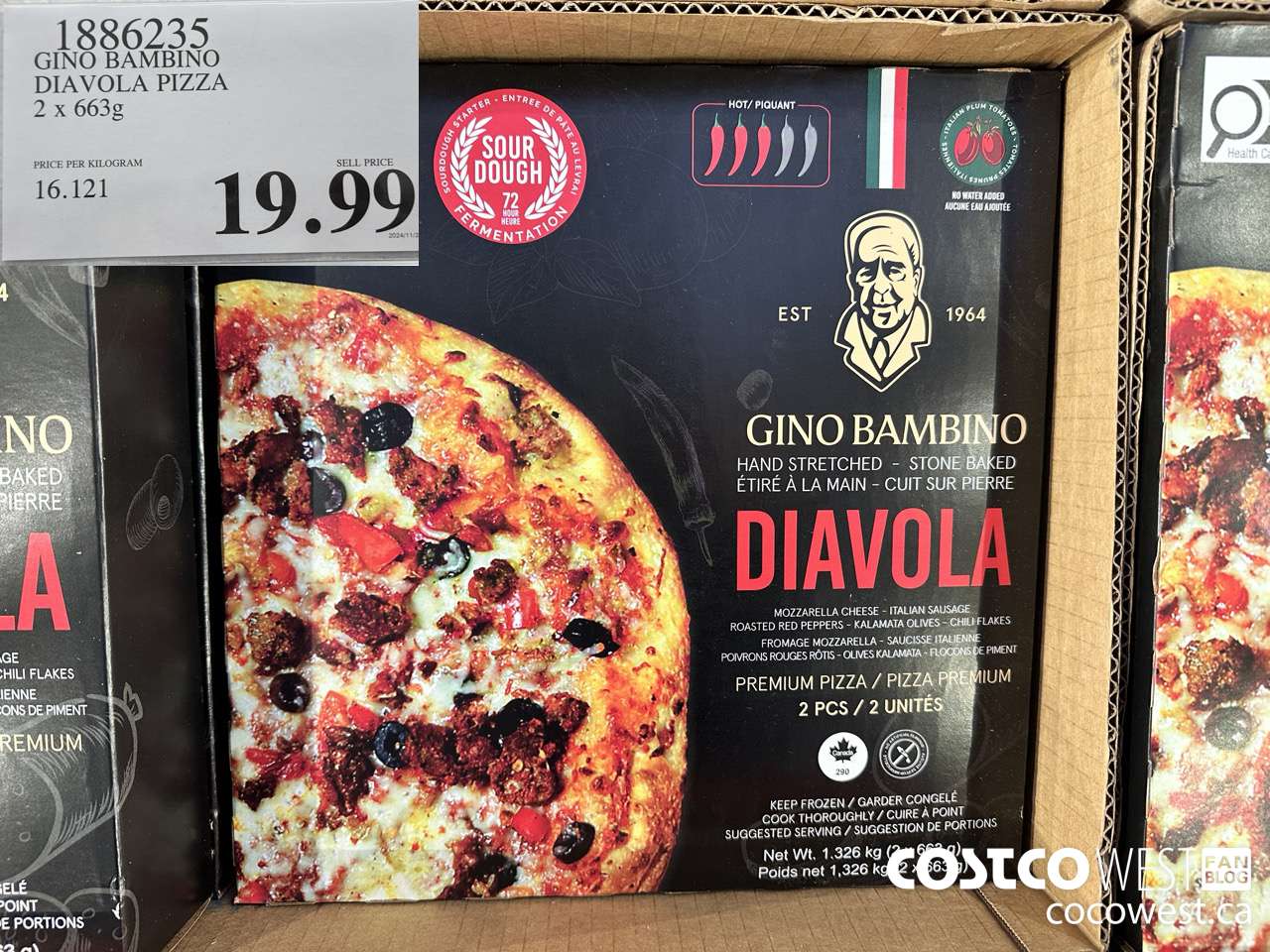 1886235 GINO BAMBINO DIAVOLA PIZZA 2 X 663G $19.99
