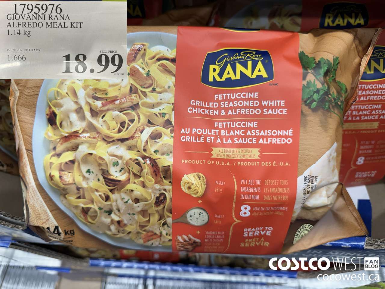 1795976 GIOVANNI RANA ALFREDO MEAL KIT 1.14KG $18.99
