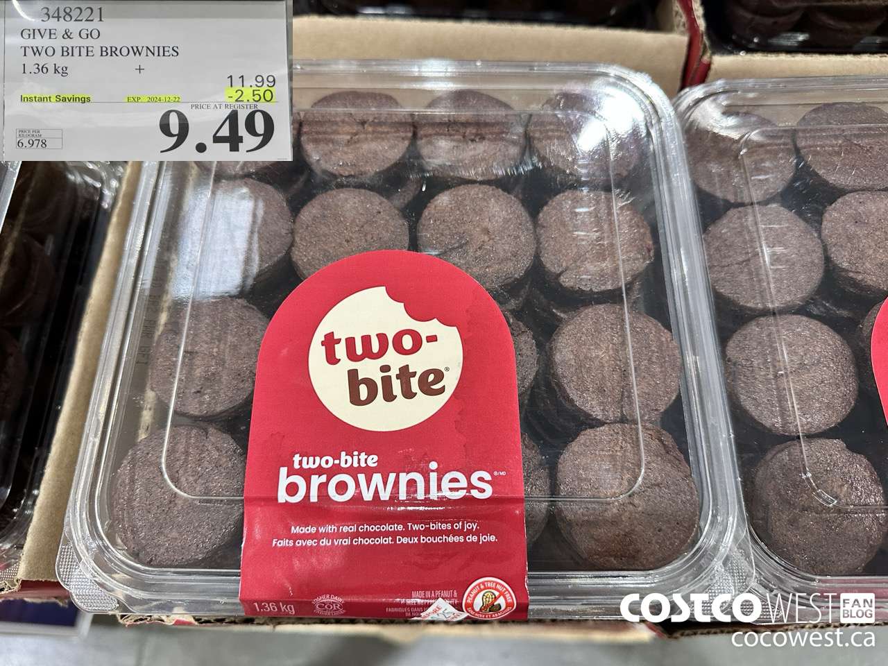348221 GIVE & GO TWO BITE BROWNIES PACK OF 48 1.36 KG ($2.50 INSTANT SAVINGS EXPIRES ON 2024-12-22) $9.49