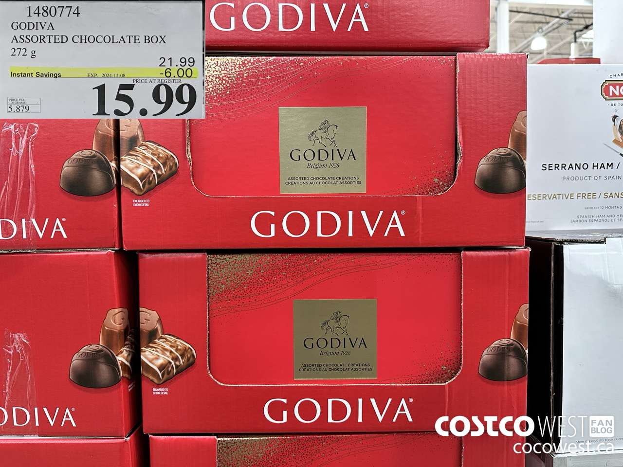 1480774 GODIVA ASSORTED CHOCOLATES 272 G ($6.00 INSTANT SAVINGS EXPIRES ON 2024-12-08) $15.99