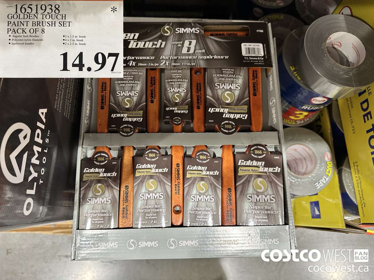 1651938 GOLDEN TOUCH PAINT BRUSH SET PACK OF 8 $14.97