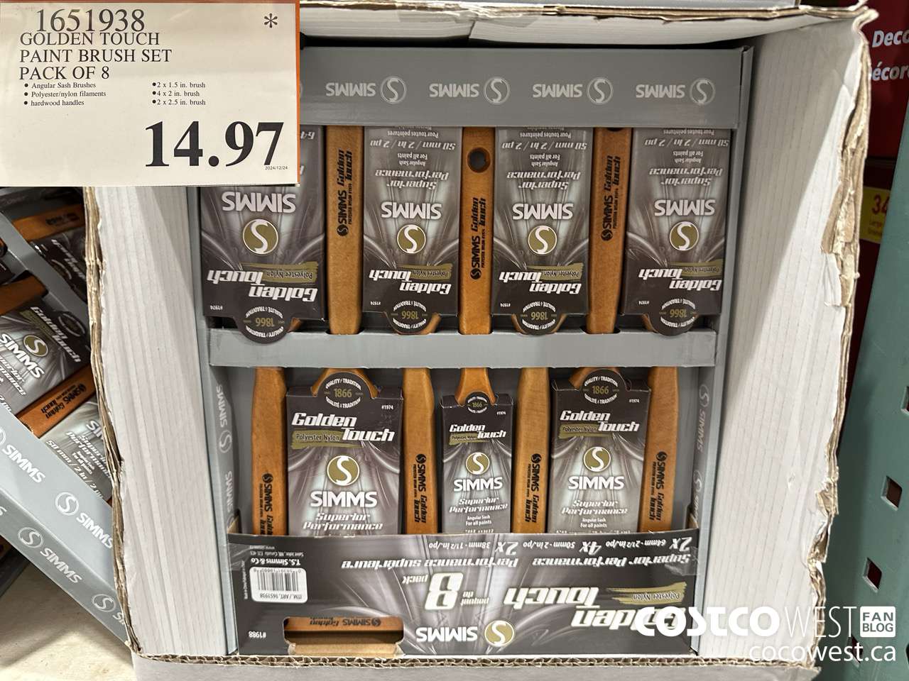 1651938 GOLDEN TOUCH PAINT BRUSH SET PACK OF 8 $14.97