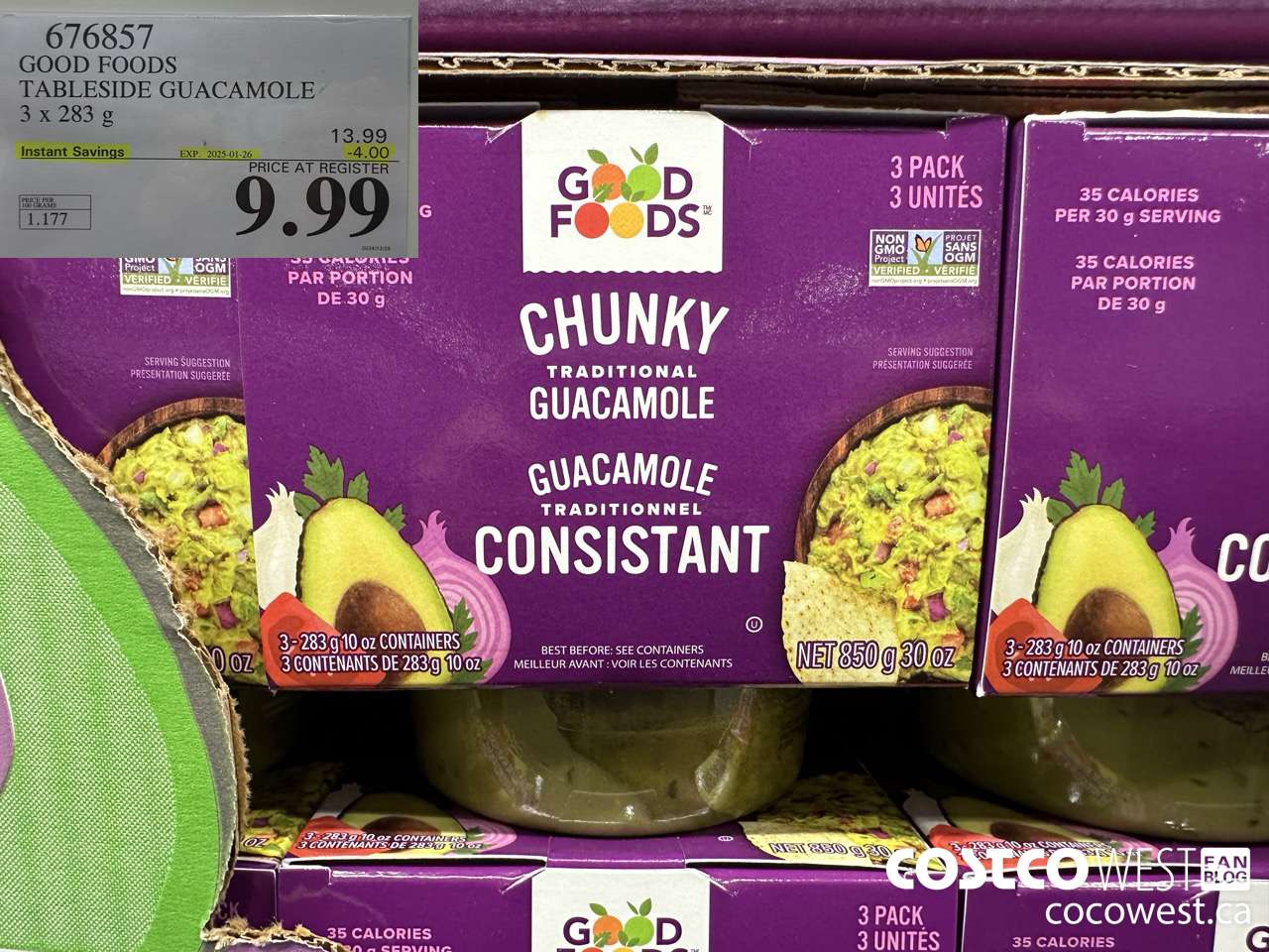 676857 GOOD FOODS TABLESIDE GUACAMOLE 3 x 283 g ($4.00 INSTANT SAVINGS EXPIRES ON 2025-01-26) $9.99