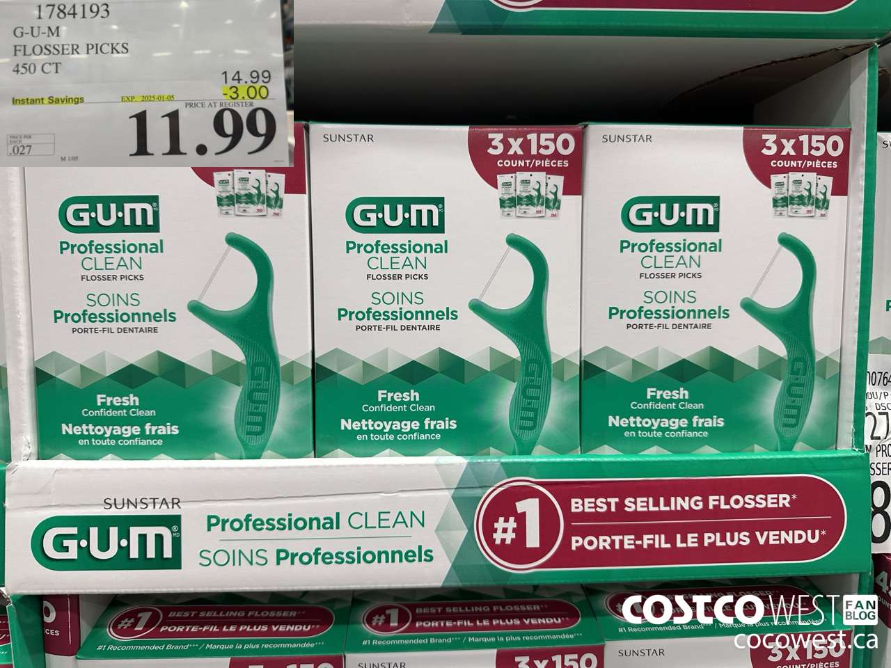 1784193 G-U-M PROFESSIONAL CLEAN 450 CT ($3.00 INSTANT SAVINGS EXPIRES ON 2025-01-05) $11.99