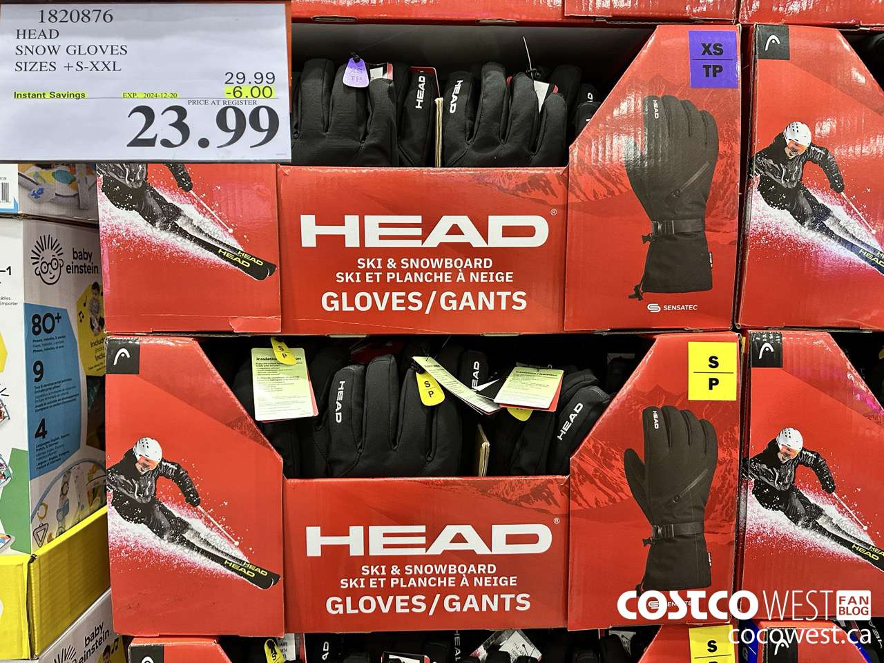 1820876 HEAD SNOW GLOVES SIZES S-XXL ($6.00 INSTANT SAVINGS EXPIRES ON 2024-12-20) $23.99