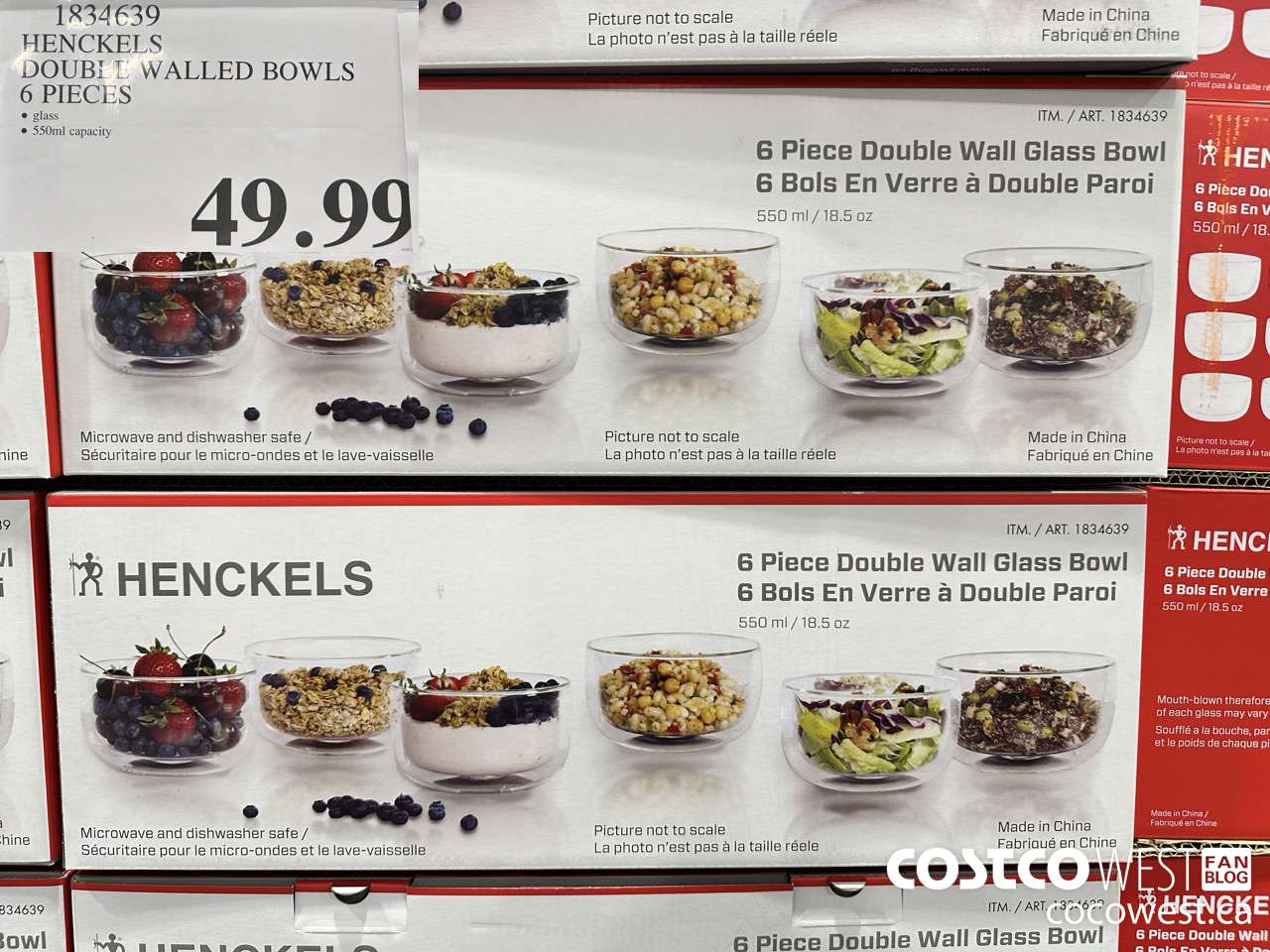 1834639 HENCKELS DOUBLE WALLED BOWLS 6 PIECES $49.99