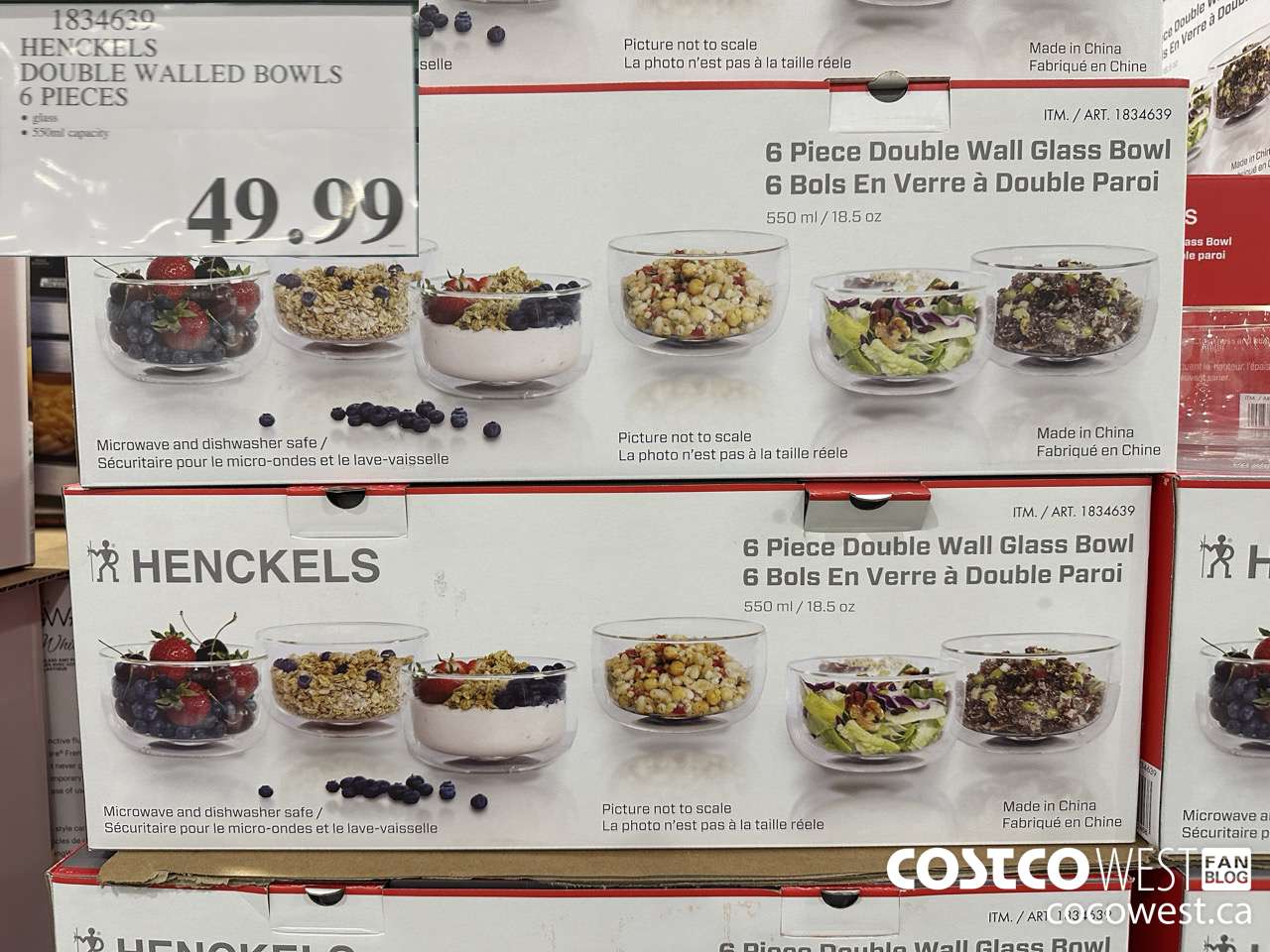 1834639 HENCKELS DOUBLE WALLED BOWLS 6 PIECES $49.99