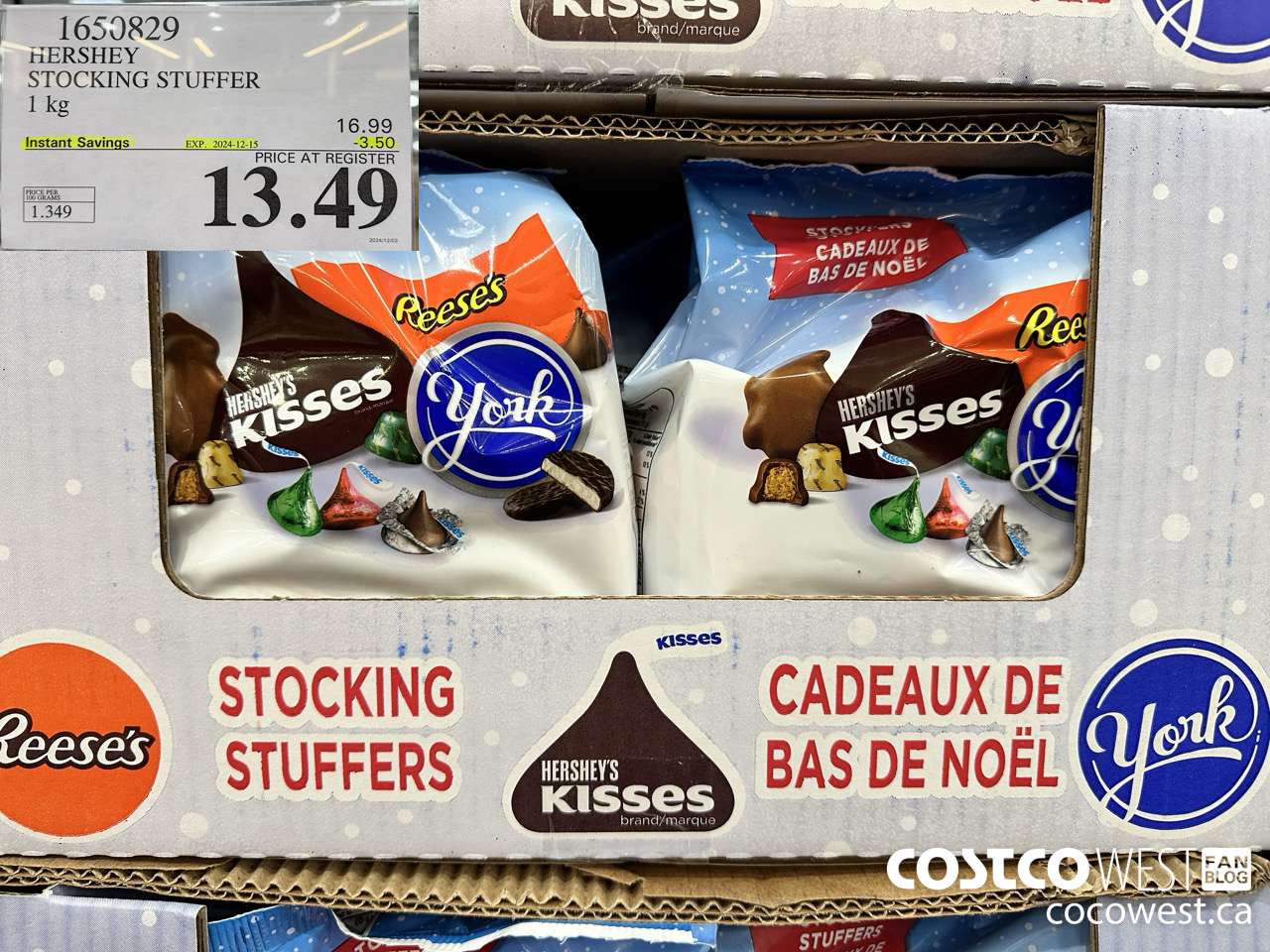 1650829 HERSHEY STOCKING STUFFER 1KG ($3.50 INSTANT SAVINGS EXPIRES ON 2024-12-15) $13.49