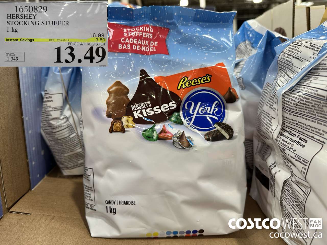 1650829 HERSHEY STOCKING STUFFER 1KG ($3.50 INSTANT SAVINGS EXPIRES ON 2024-12-15) $13.49