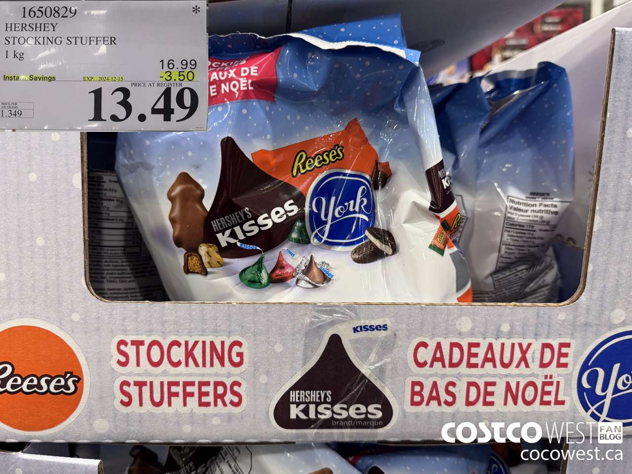 1650829 HERSHEY STOCKING STUFFER 1KG ($3.50 INSTANT SAVINGS EXPIRES ON 2024-12-15) $13.49