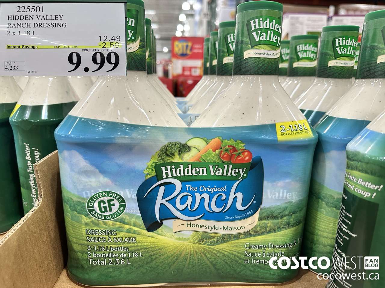 225501 HIDDEN VALLEY RANCH DRESSING 2 x 1.18 L ($2.50 INSTANT SAVINGS EXPIRES ON 2024-12-08) $9.99