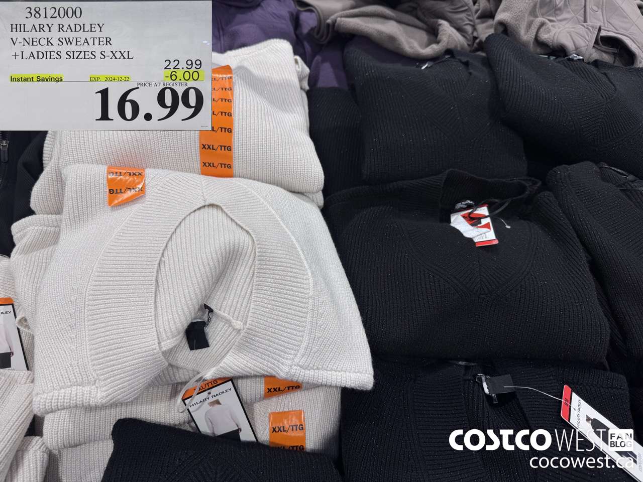 3812000 HILARY RADLEY V-NECK SWEATER LADIES SIZES S-XXL ($6.00 INSTANT SAVINGS EXPIRES ON 2024-12-22) $16.99