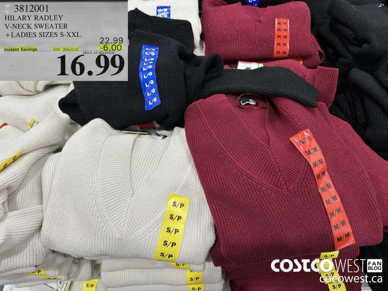 3812001 HILARY RADLEY V-NECK SWEATER LADIES SIZES S-XXL ($6.00 INSTANT SAVINGS EXPIRES ON 2024-12-22) $16.99