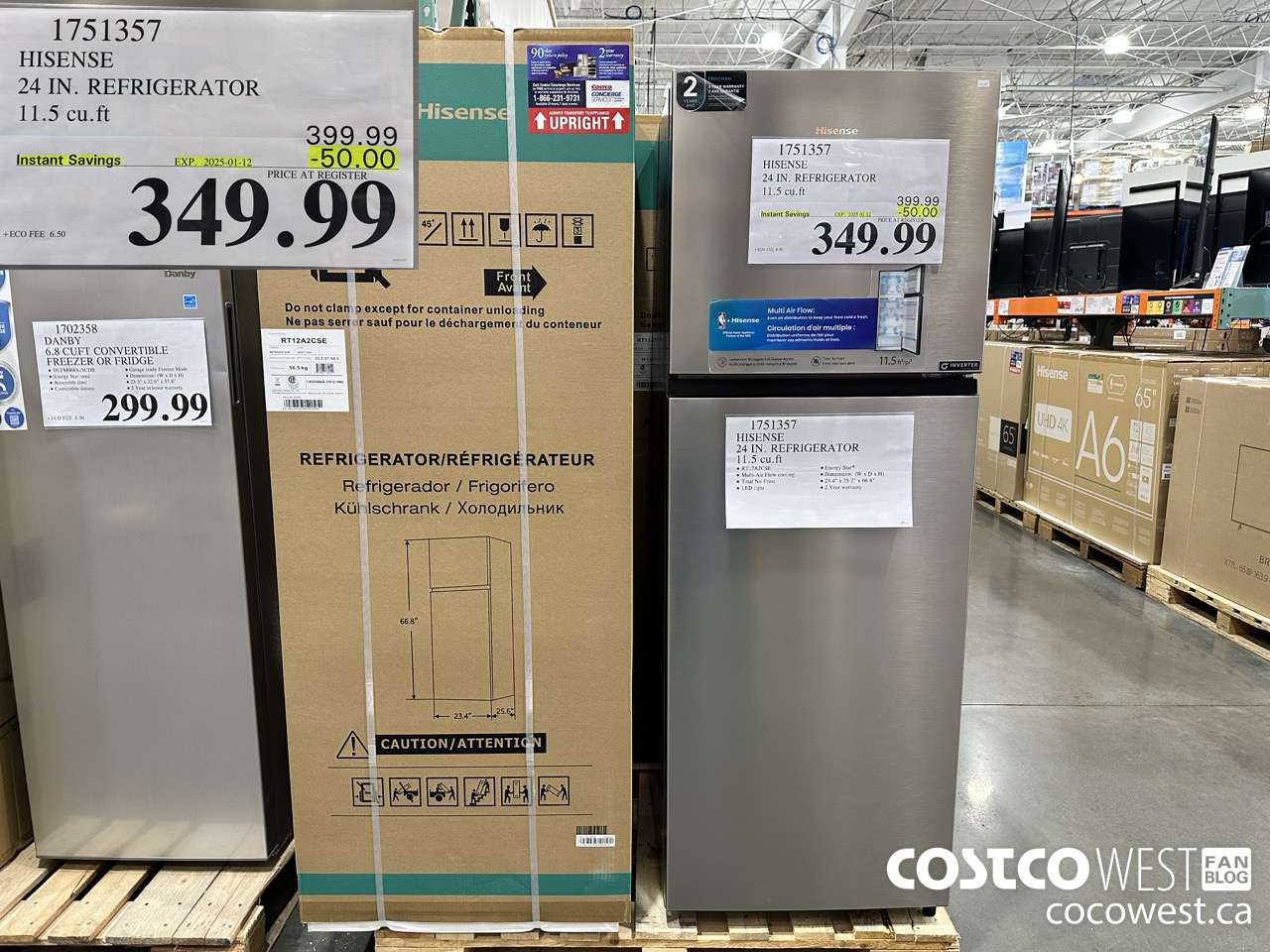1751357 HISENSE 24 IN. REFRIGERATOR 11.5 CUFT ($50.00 INSTANT SAVINGS EXPIRES ON 2025-01-12) $349.99