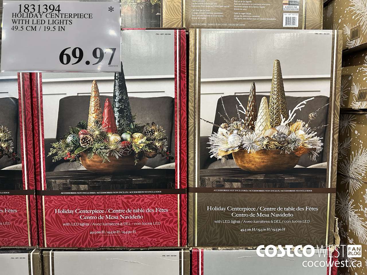 1831394 HOLIDAY CENTERPIECE WITH LED LIGHTS 49.5CM/19.5IN $69.97