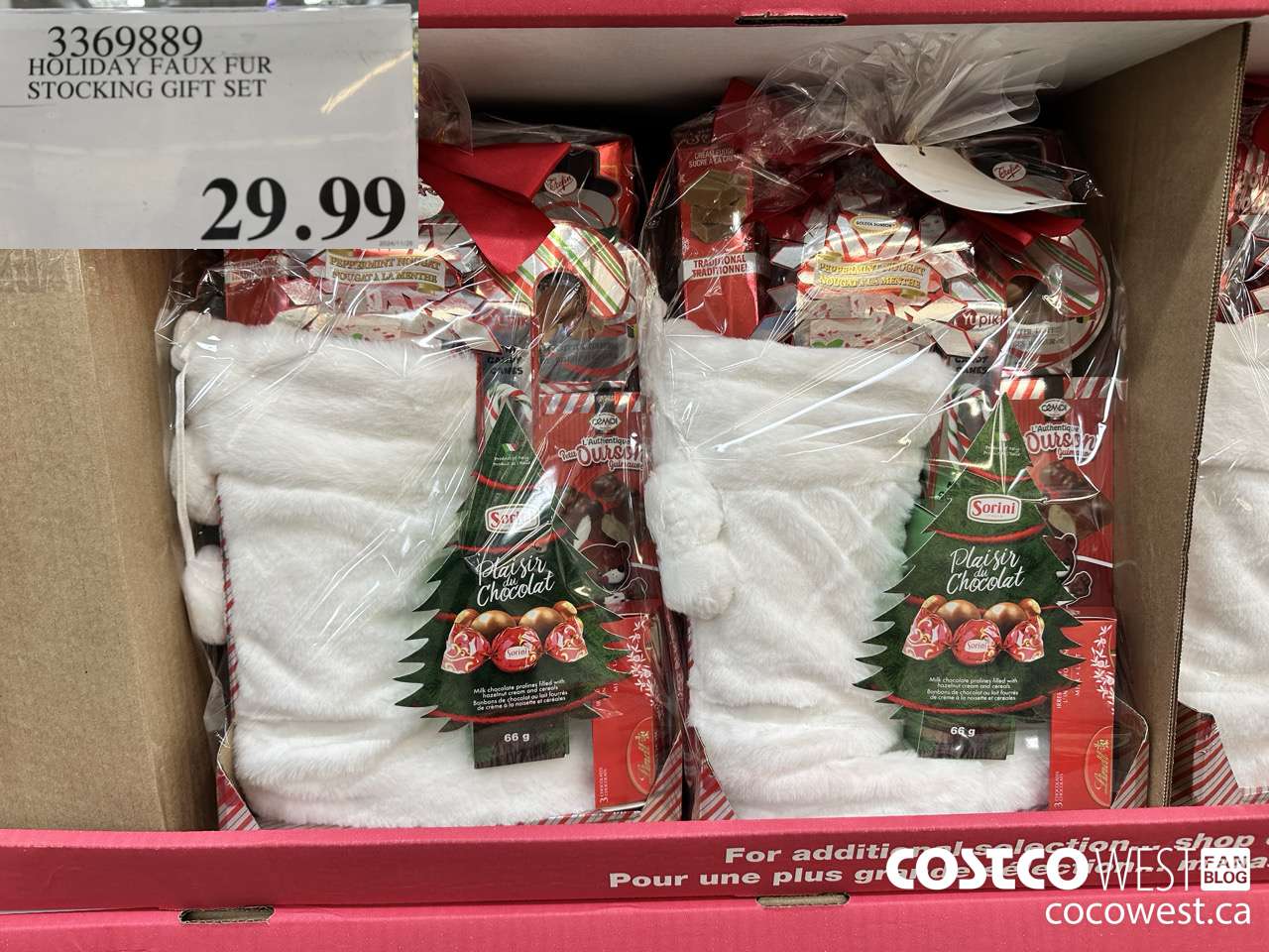 3369889 HOLIDAY FAUX FUR STOCKING GIFT SET $29.99