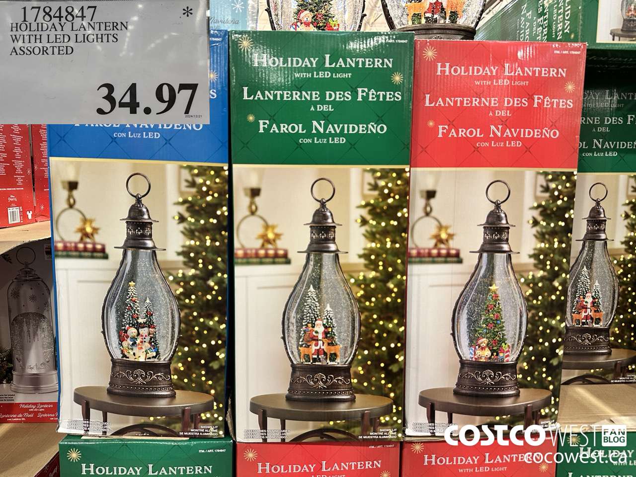 1784847 HOLIDAY LANTERN WITH LED LIGHTS ASSORTED $34.97
