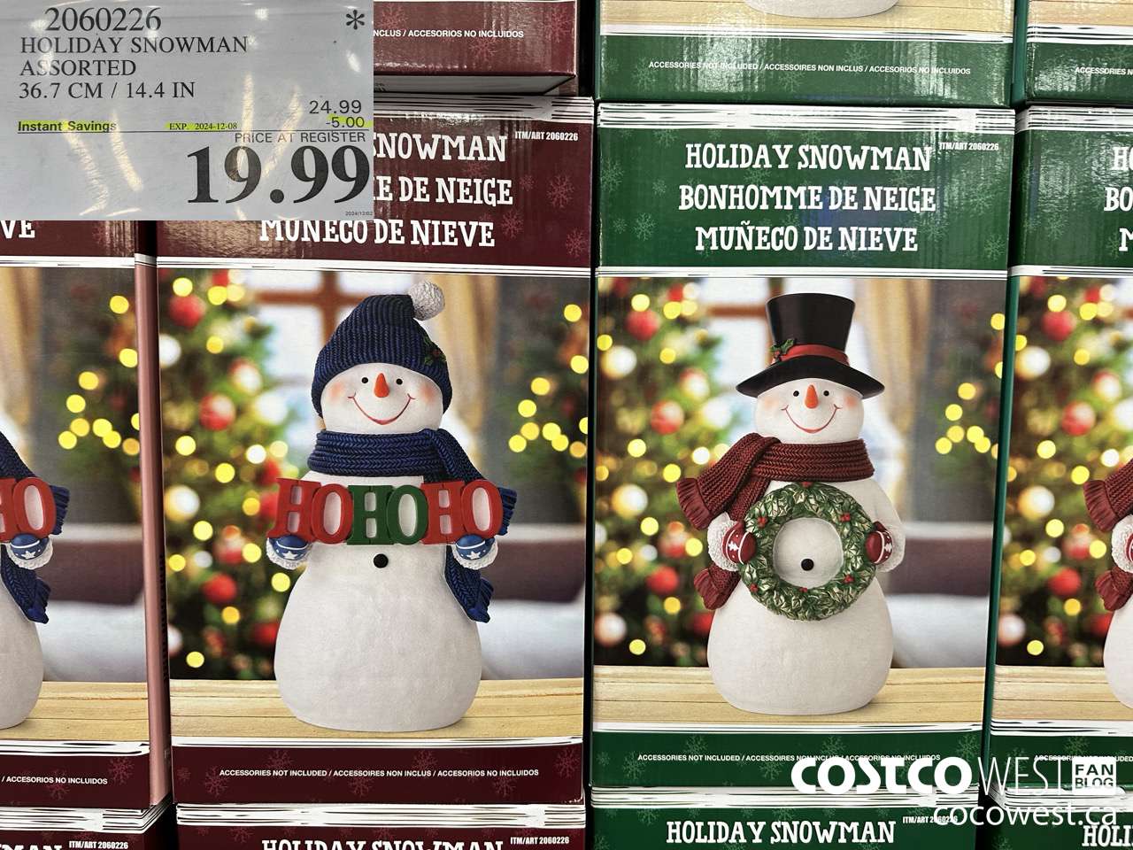 2060226 HOLIDAY SNOWMAN ASSORTED 36.7CM/14.4IN ($5.00 INSTANT SAVINGS EXPIRES ON 2024-12-08) $19.99