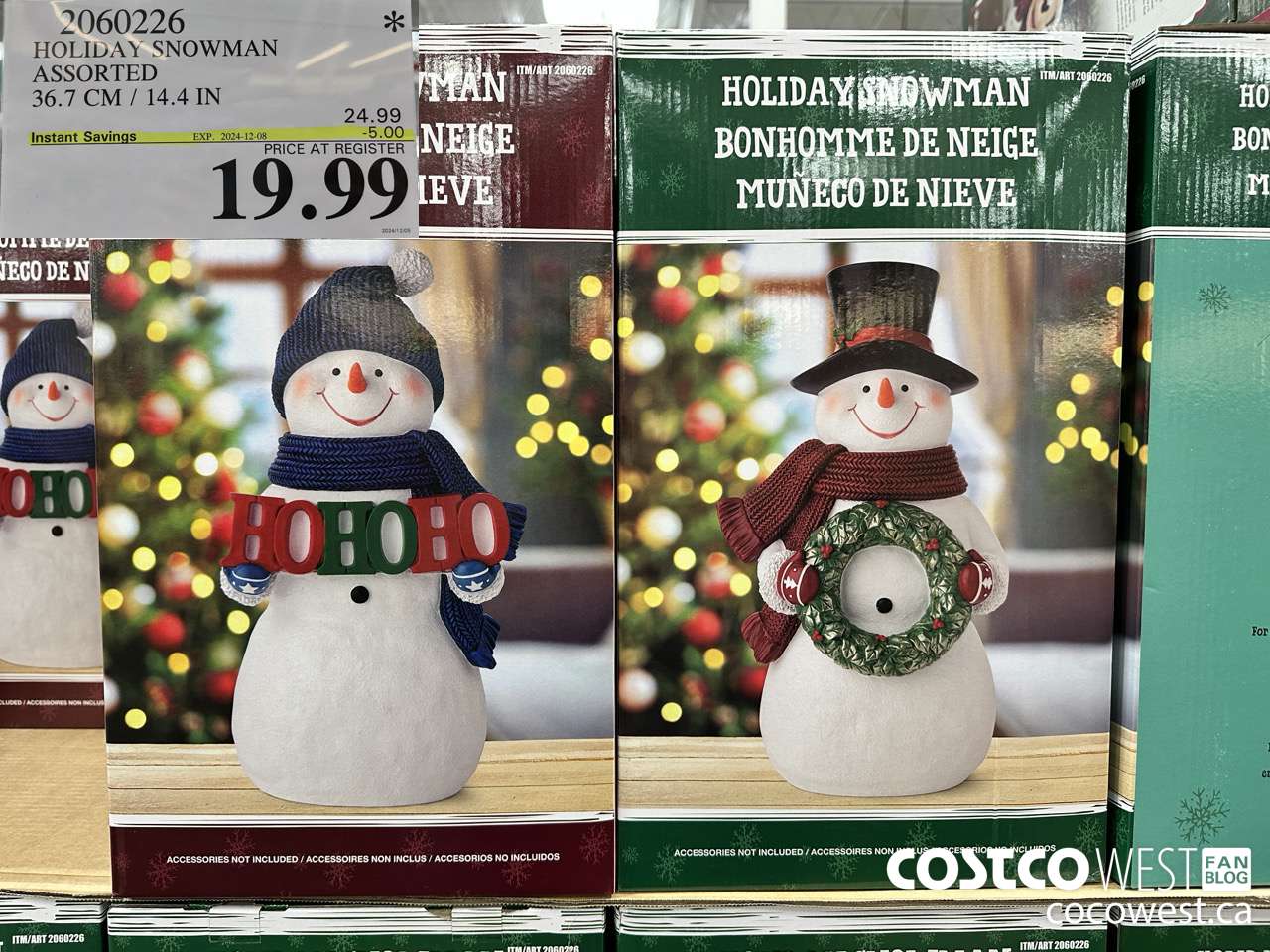 2060226 HOLIDAY SNOWMAN ASSORTED 36.7CM/14.4IN ($5.00 INSTANT SAVINGS EXPIRES ON 2024-12-08) $19.99