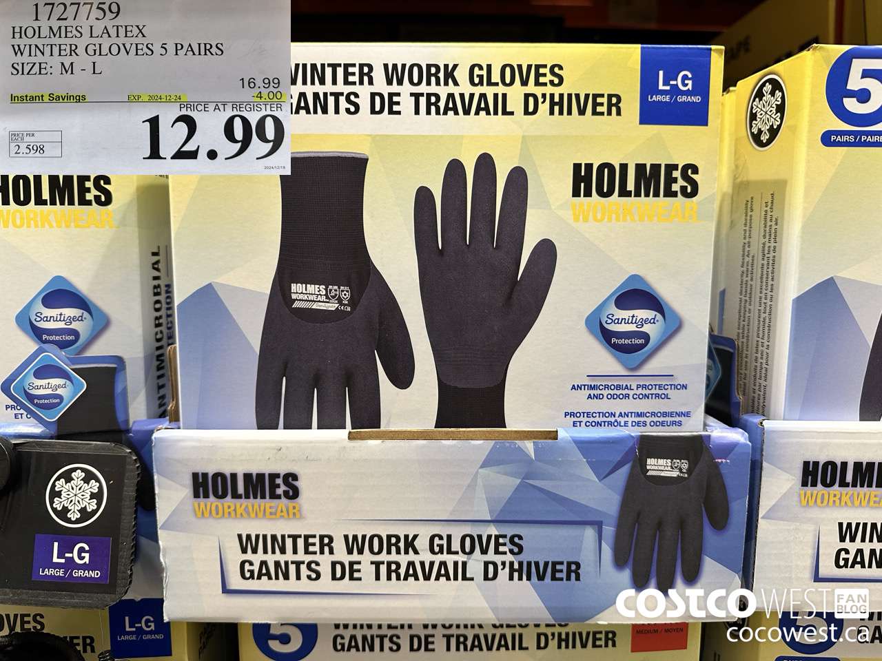 1727759 HOLMES LATEX WINTER GLOVES 5 PAIRS SIZE M-L ($4.00 INSTANT SAVINGS EXPIRES ON 2024-12-24) $12.99