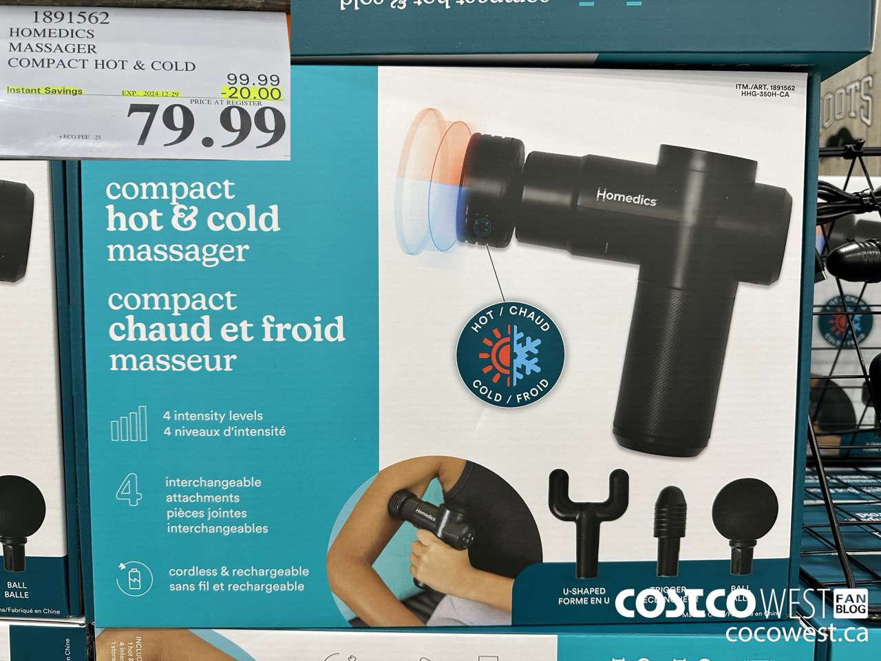 1891562 HOMEDICS HOT & COLD MASSAGER MODEL HHG-350H-CA ($20.00 INSTANT SAVINGS EXPIRES ON 2024-12-29) $79.99