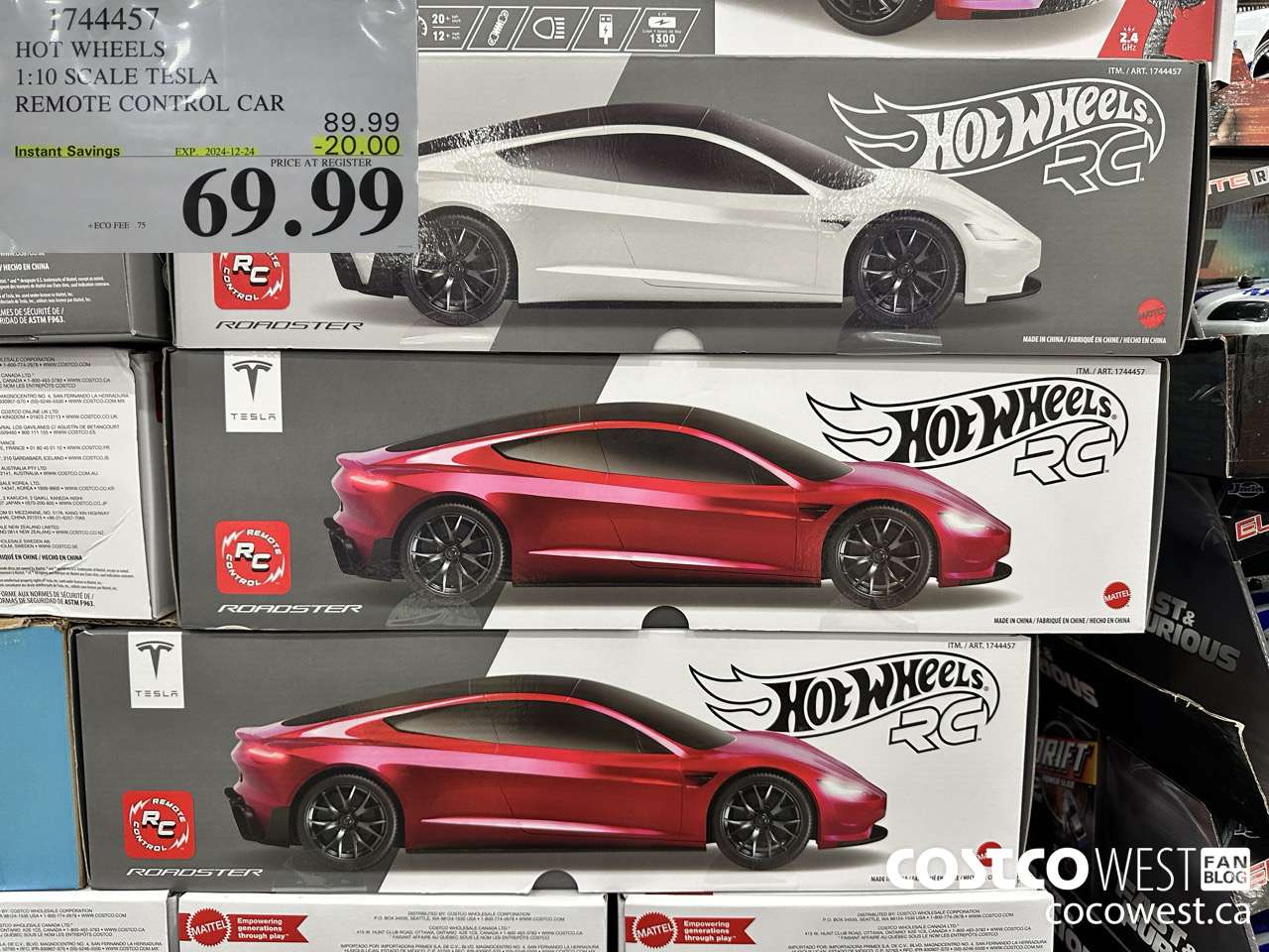 1744457 HOT WHEELS 1:10 SCALE TESLA REMOTE CONTROL CAR ($20.00 INSTANT SAVINGS EXPIRES ON 2024-12-24) $69.99