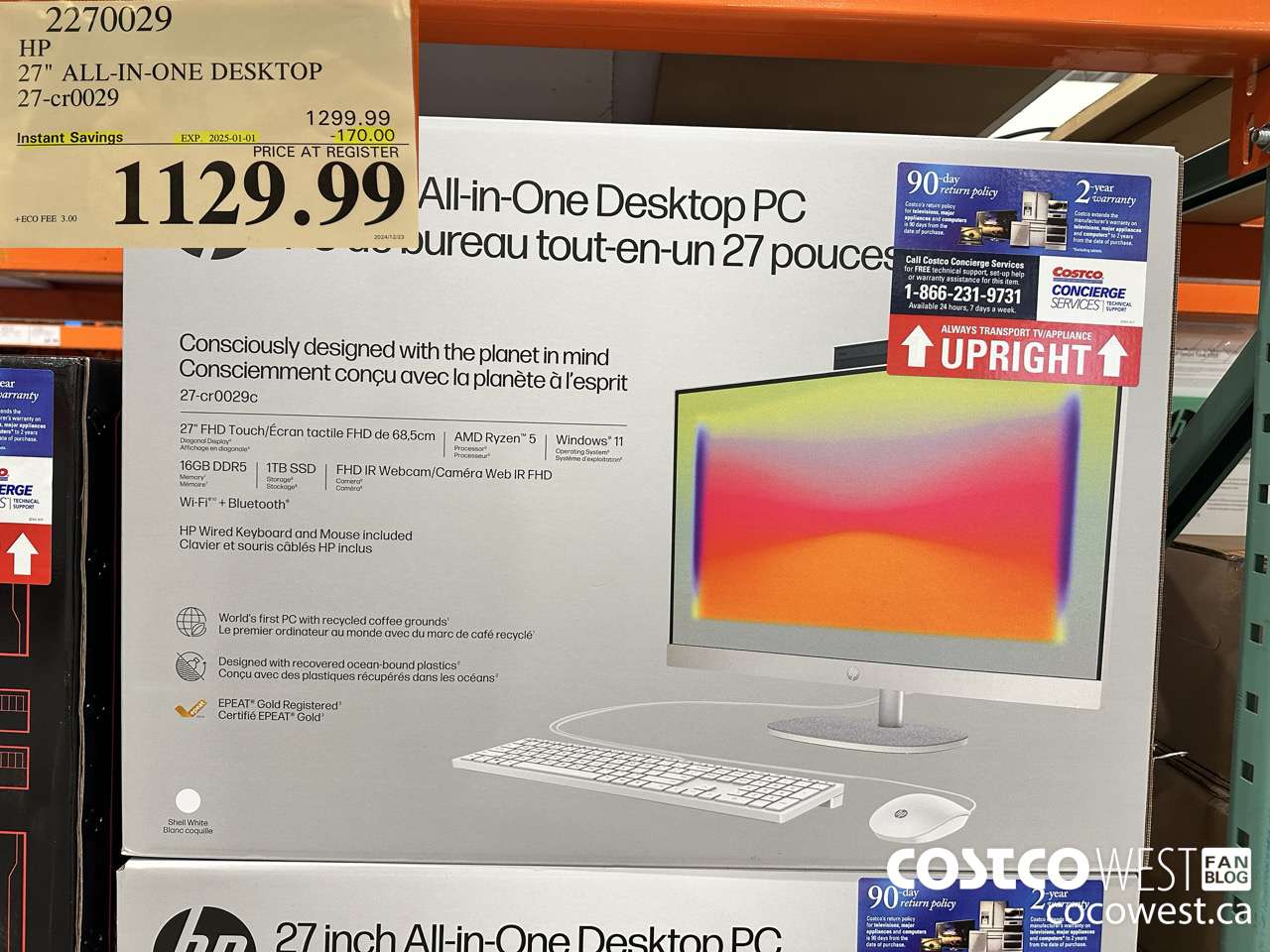 2270029 HP ALL-IN-ONE COMPUTER 27-CR0029 ($170.00 INSTANT SAVINGS EXPIRES ON 2025-01-01) $1129.99